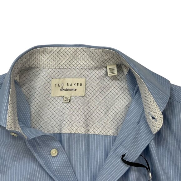 Ted Baker Seashos Dress Shirt 14.5 Blue Striped Long Sleeve Button Front Career - Picture 3 of 13